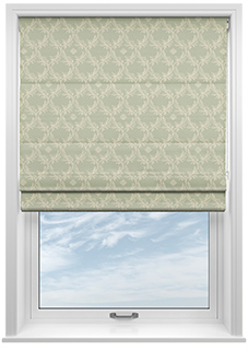 Trellis Prints, Vine and Bloom Bud Green - Roman Blind